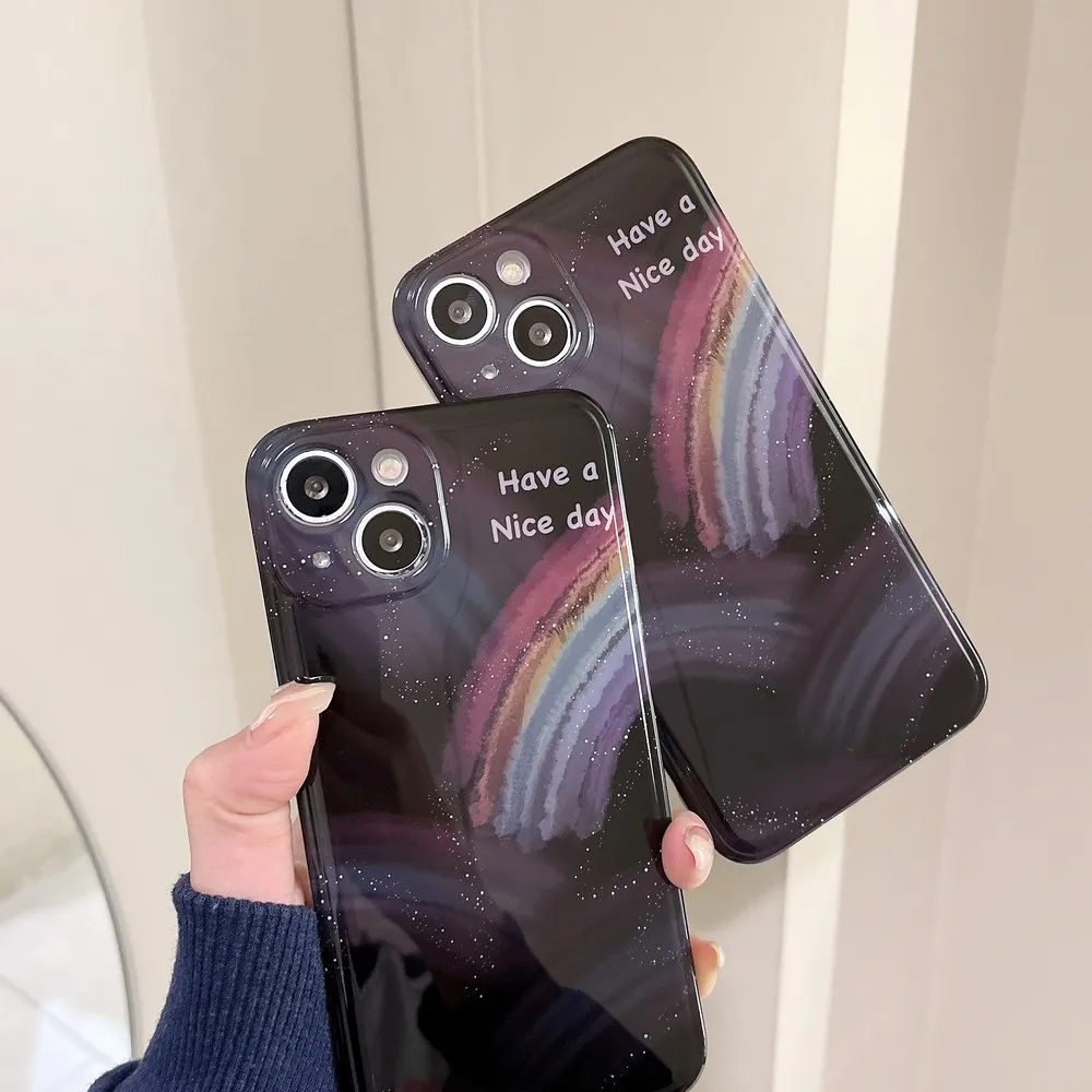 

Starry Night Rainbow Pattern IMD Phone Case For iphone XR XS X XSMAX 13 13ProMax 12 12Pro 11 11ProMax 7 8Plus Soft Shell