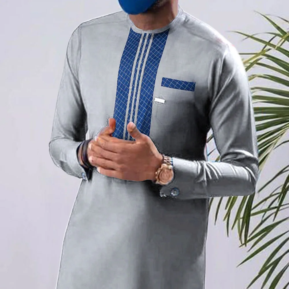 Afro Middle East Casual Grey Slim Fit Shirt