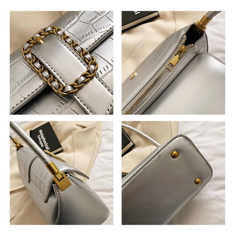 Women Stone Pattern Shoulder Bag Retro Classic Purse Clutch Shoulder Tote HandBag with Zipper Closure For Women