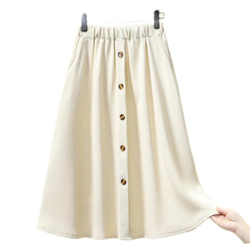 

Юбка Женская средней длины с завышенной талией, Элегантная модная Милая юбка в Корейском стиле, одежда в стиле Харадзюку, черная, на лето, 2023