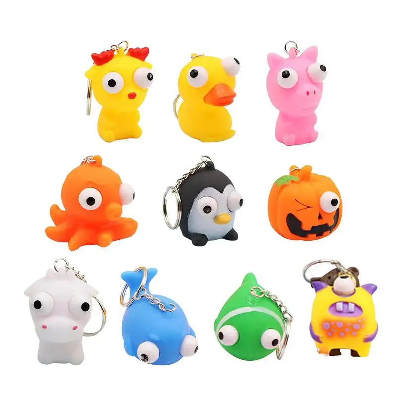 

Fidget Toy Keychain Cute Animal Squeeze Toy Keyring Mochi Squish Toy Pop Out Eyes Decompressions Home Decor Easter Party Favors