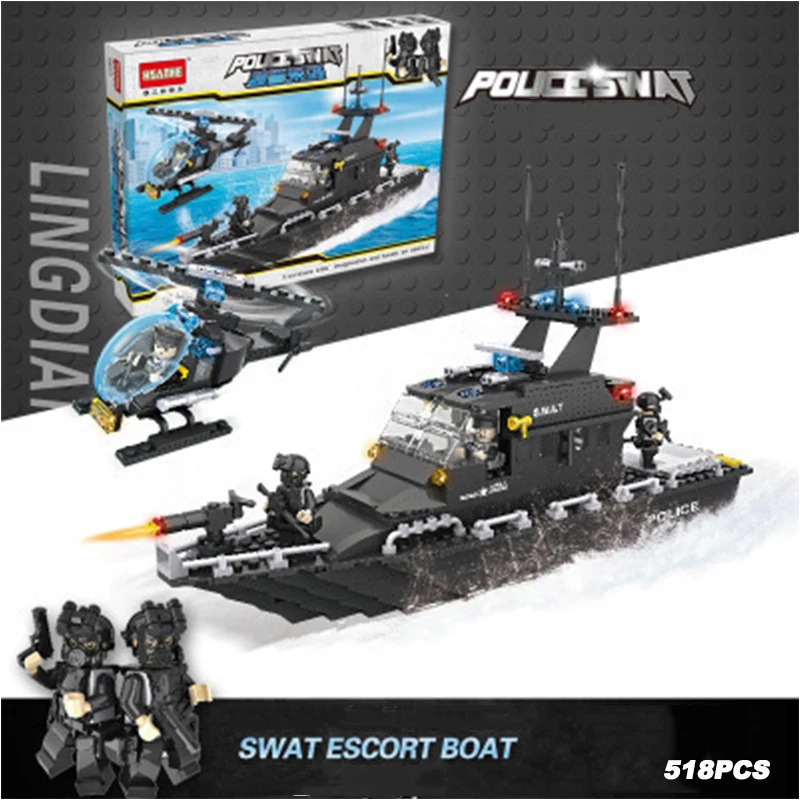 

518pcs model warships Building Blocks construction set for boys navy ship army boat Plane Bricks Toys for children