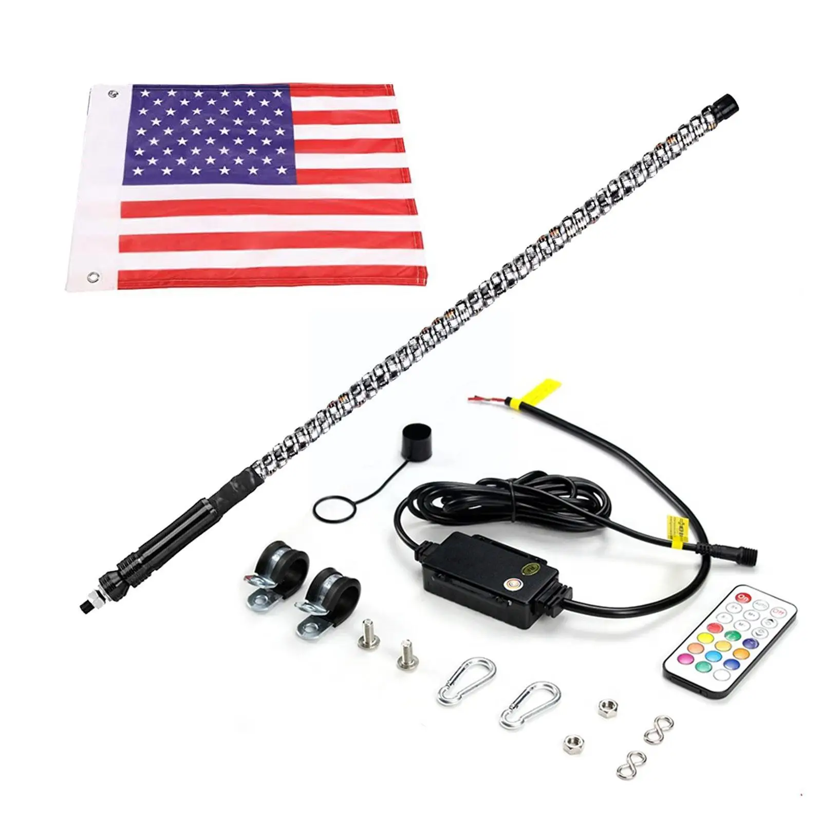 

2ft RGB LED Beach Marquee Lights For Car Off-Road Motorcycle Decoration Antenna Lamp Whip Flag Pole With Flag Y4Q9