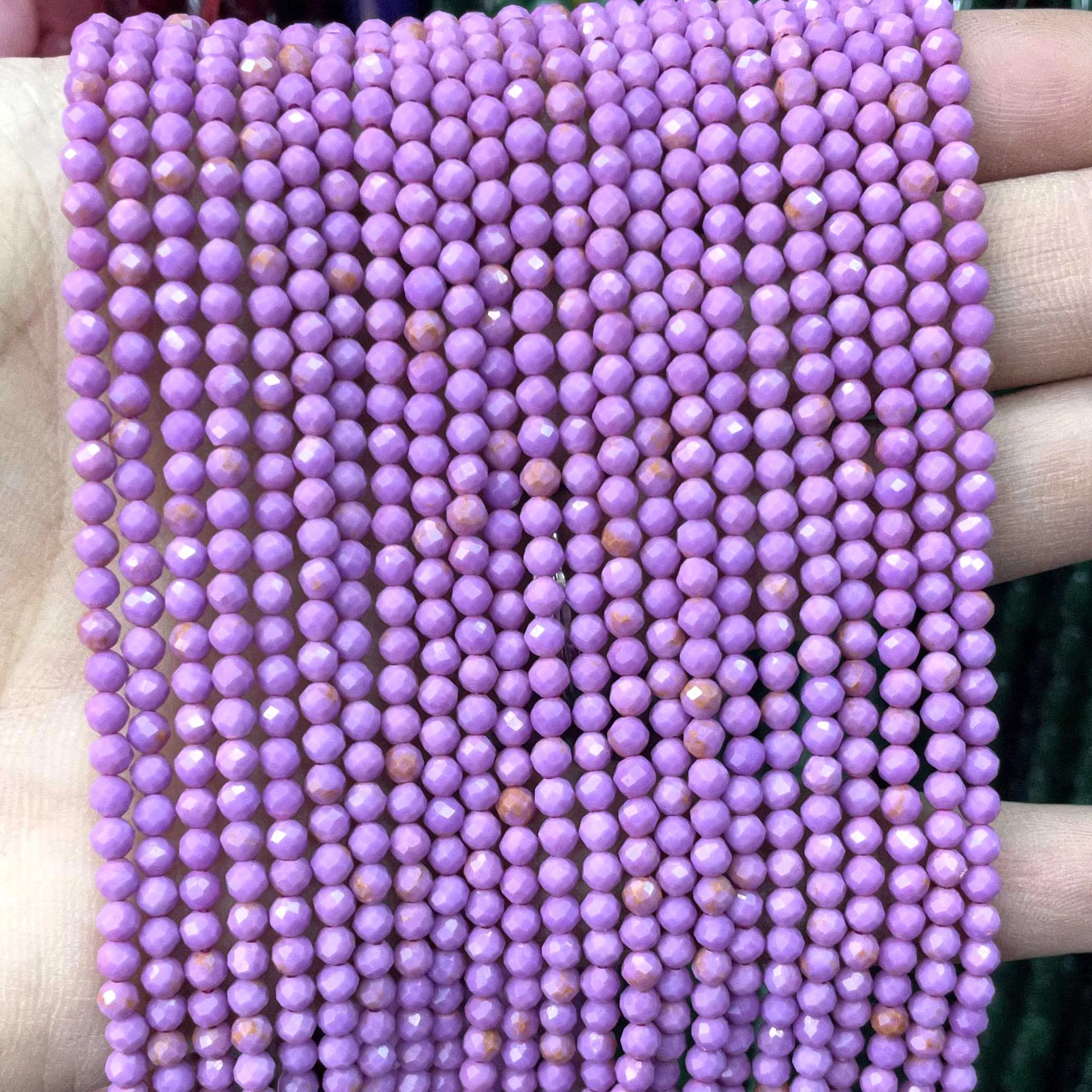 Граненый фиолетовый камень 2 3 4 мм Круглый минеральный из слюды для изготовления