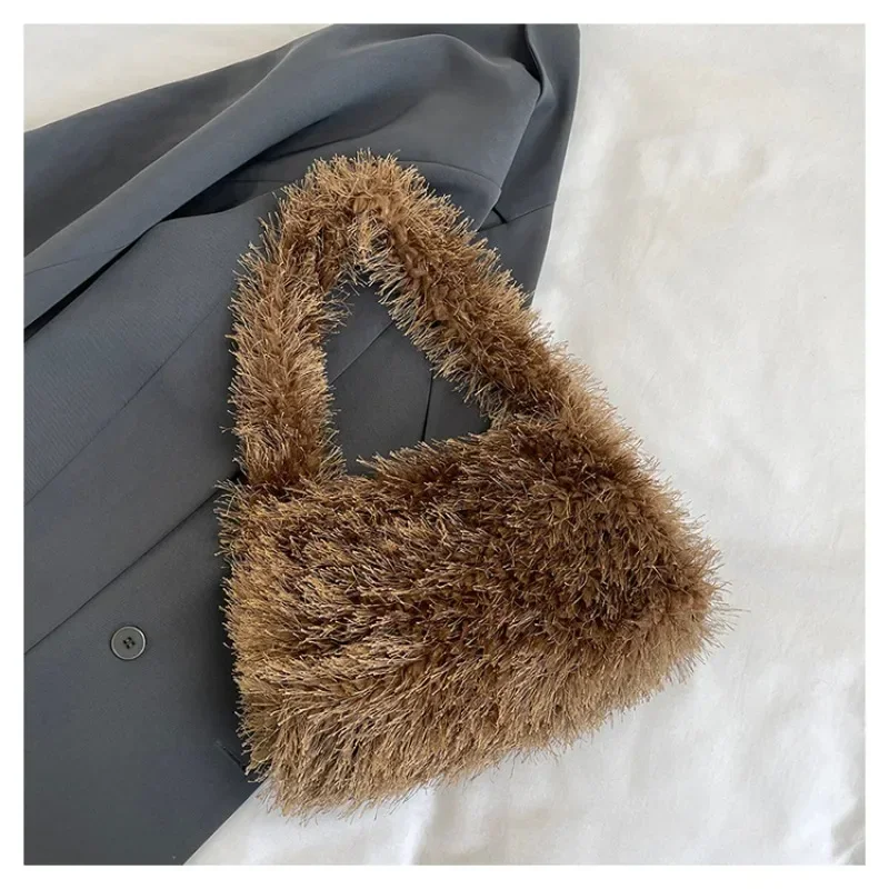 Бархатная молния 2024 зимняя хит продаж женская сумка на плечо однотонная модная