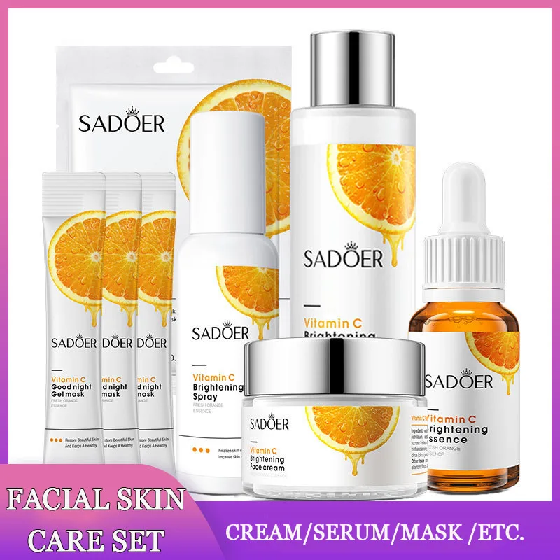 

Facial Skin Care Set VC Collagen Face Serum Eye Cream Anti Wrinkle Anti Aging Products Brighten Moisturizr Whitening Cosmetics