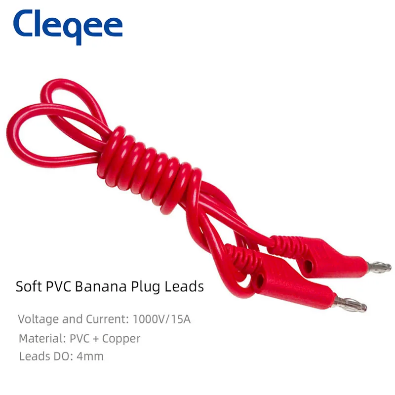 Cleqee P1036 2 шт. двойной 4 мм Штабелируемый мультиметр с банановым штекером тестовые