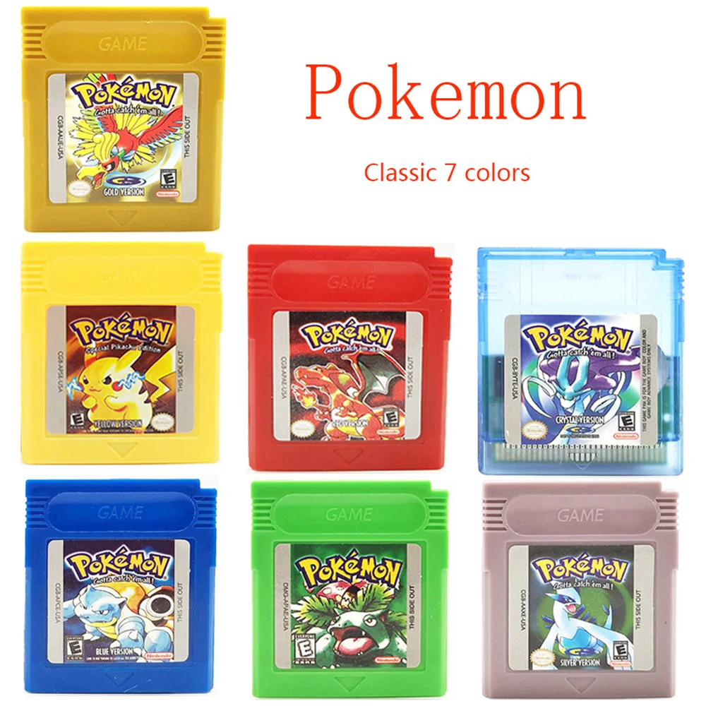 

Серия pokemon английская версия 16-битная игровая кассета GBC Классическая Красная Зеленая кристальная Серебристая для консоли картриджей для в...