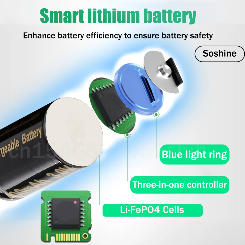 Soshine 3 в 400 мАч CR2 15266 KCR2 CR15H270 CR15266 Перезаряжаемый Аккумулятор LiFePO4 для Светодиодный