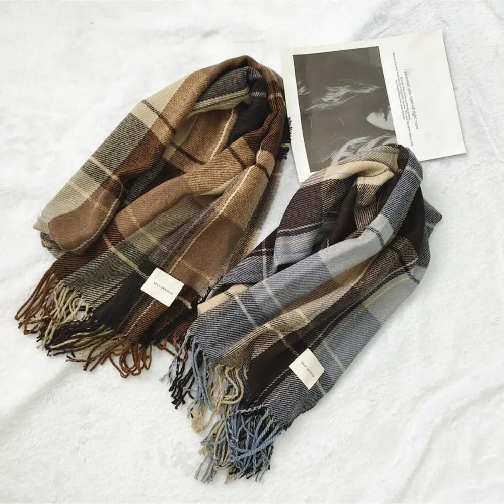 

Women Scarf Fringed Tassels Classic Plaid Letter LabelS1 Soft Keep Warm Comfortable Winter Thermal Girls Scarf Shawl Wrap for Da