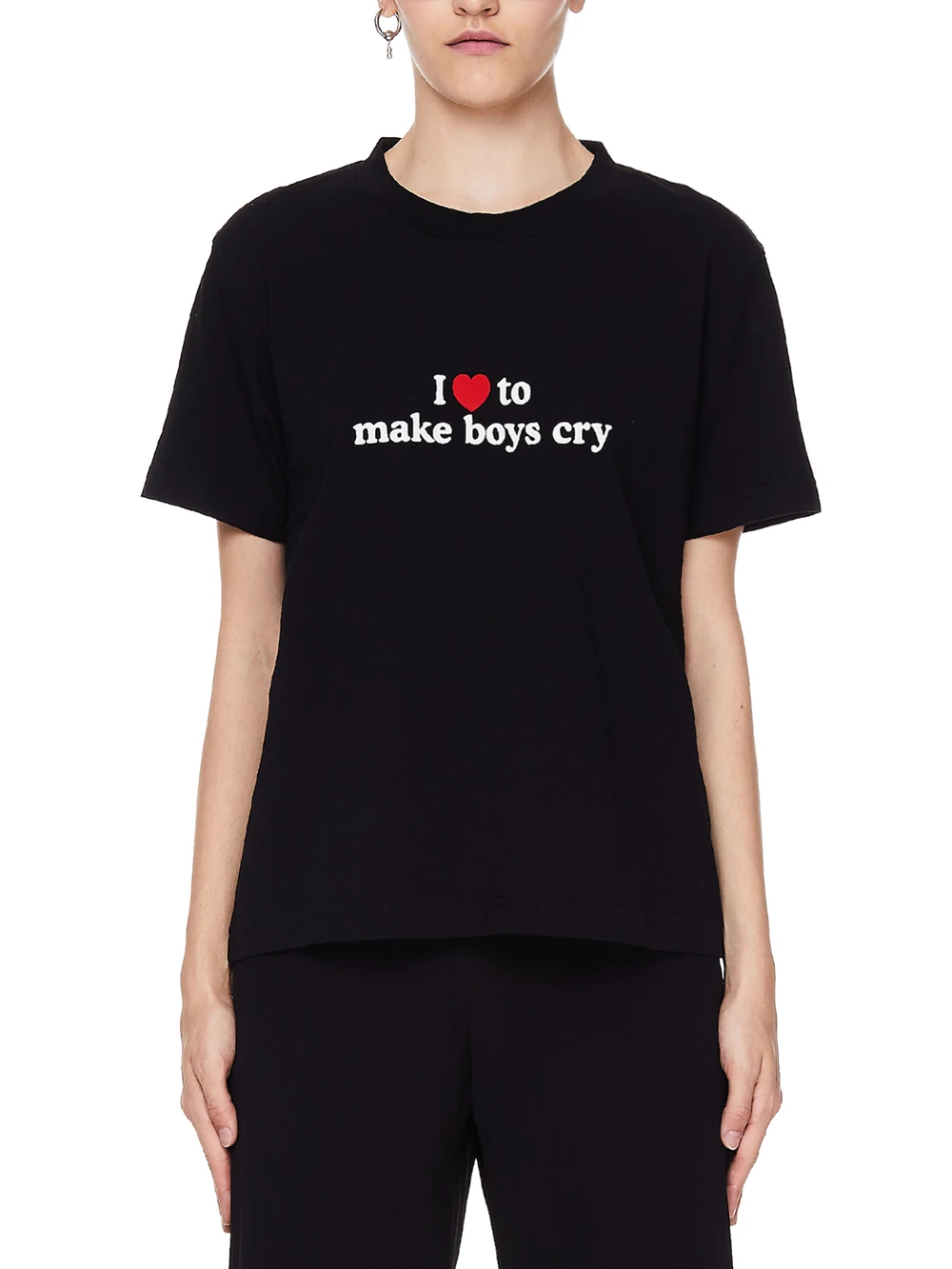 

Make Boys Cry T-Shirt In Black Girl's Classic Boutique 100% Cotton Printed Shirt Hot New Summer Short Sleeved Drop Sleeve Tees