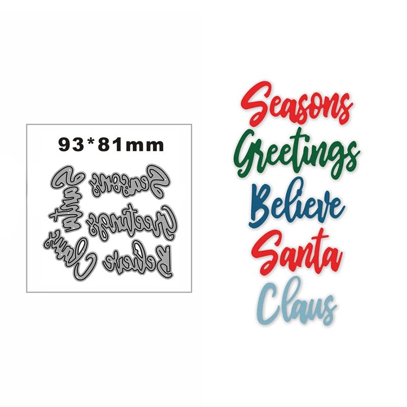 

New Seasons Greetings Believe Metal Cutting Die Scrapbook Template Cutting Card Making Decorative Relief Photo Album Diy Crafts