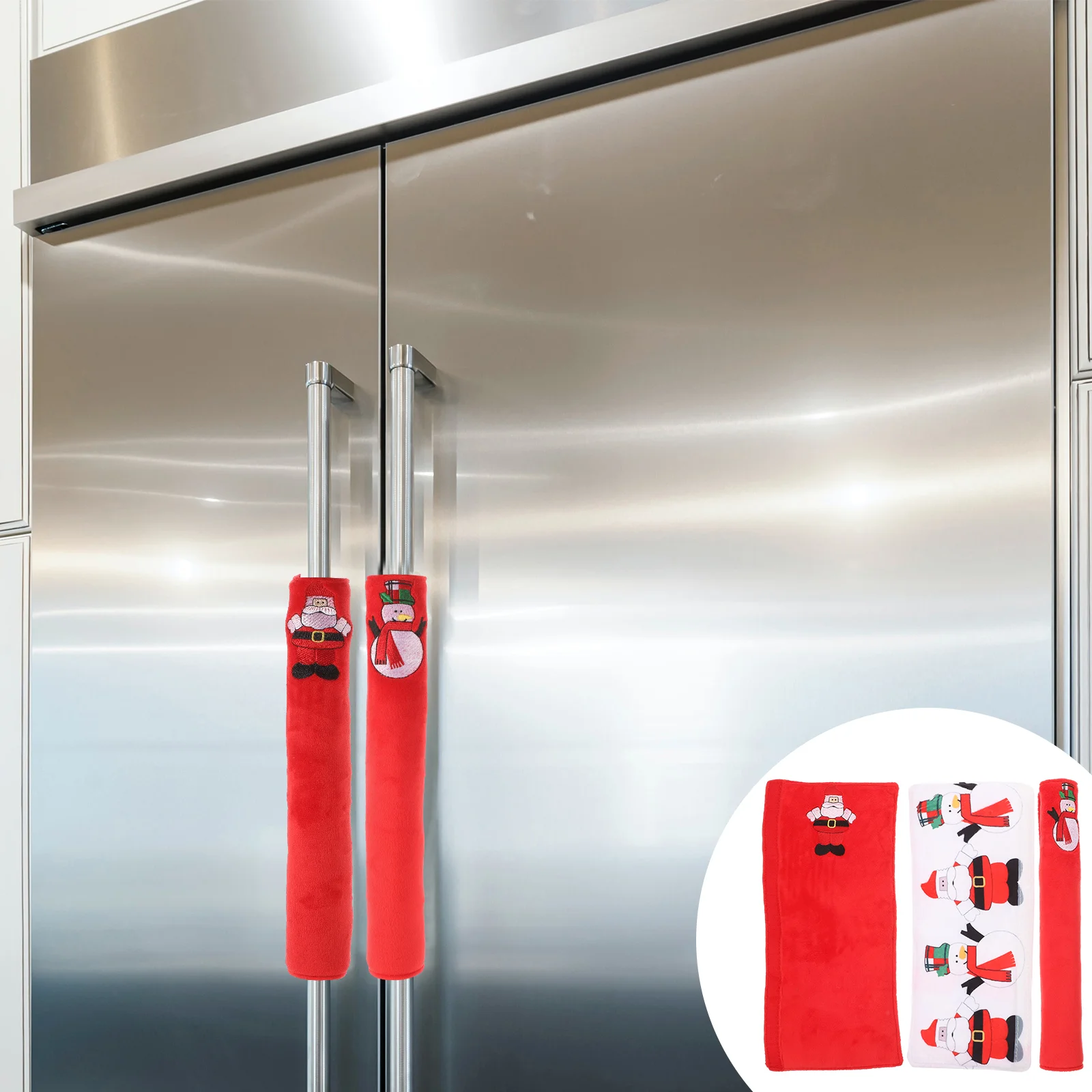 

Handle Covers Refrigerator Cover Fridge Door Christmas Kitchen Appliancedishwasher Santa Oven Microwave Washable Setholiday