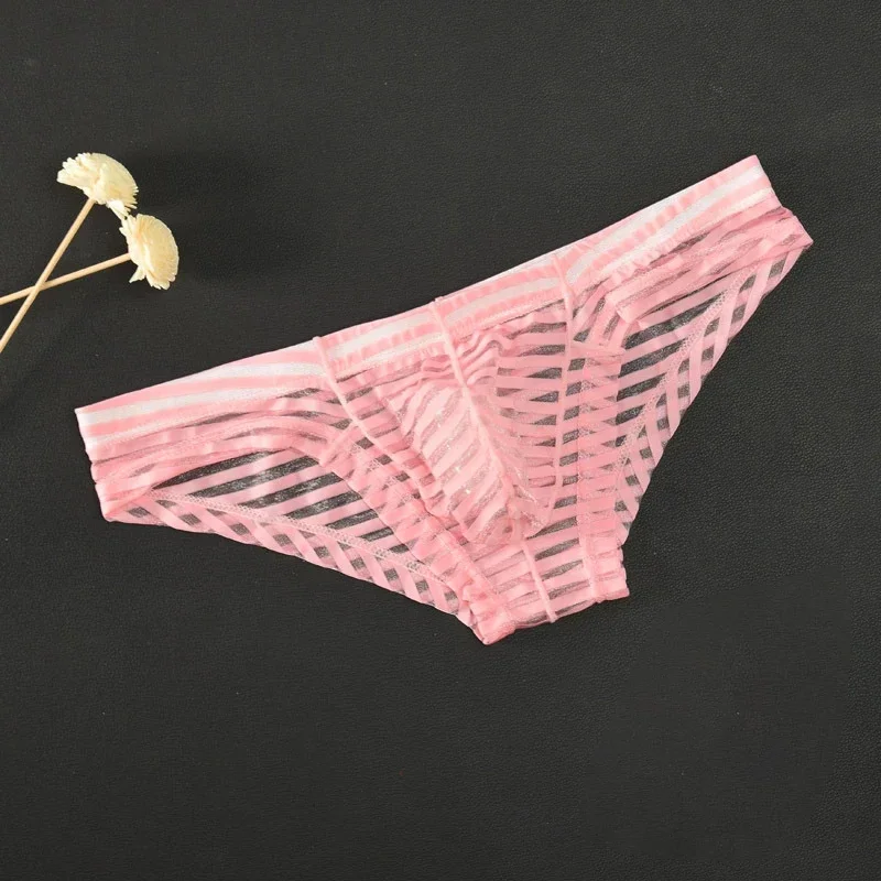 Новые мужские полосатые сетчатые сексуальные прозрачные трусы ультратонкие
