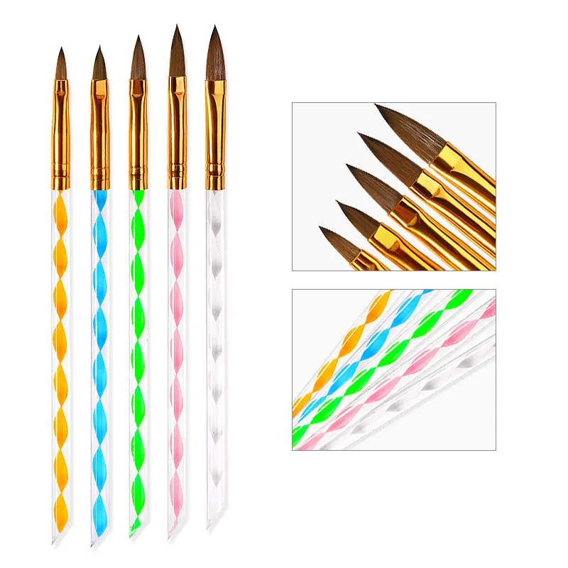 

5PCS Nail Brush Set Imitation Mink Crystal Pen Nail Brush Nail Tools Nail Accessories Professional Nail Supplies