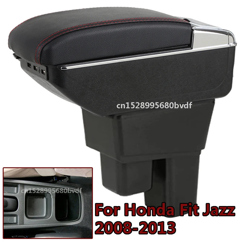 

For Honda Fit Jazz Armrest Box Centre Dual Layer Console Storage with USB 2008 2009 2010 2011 2012 2013
