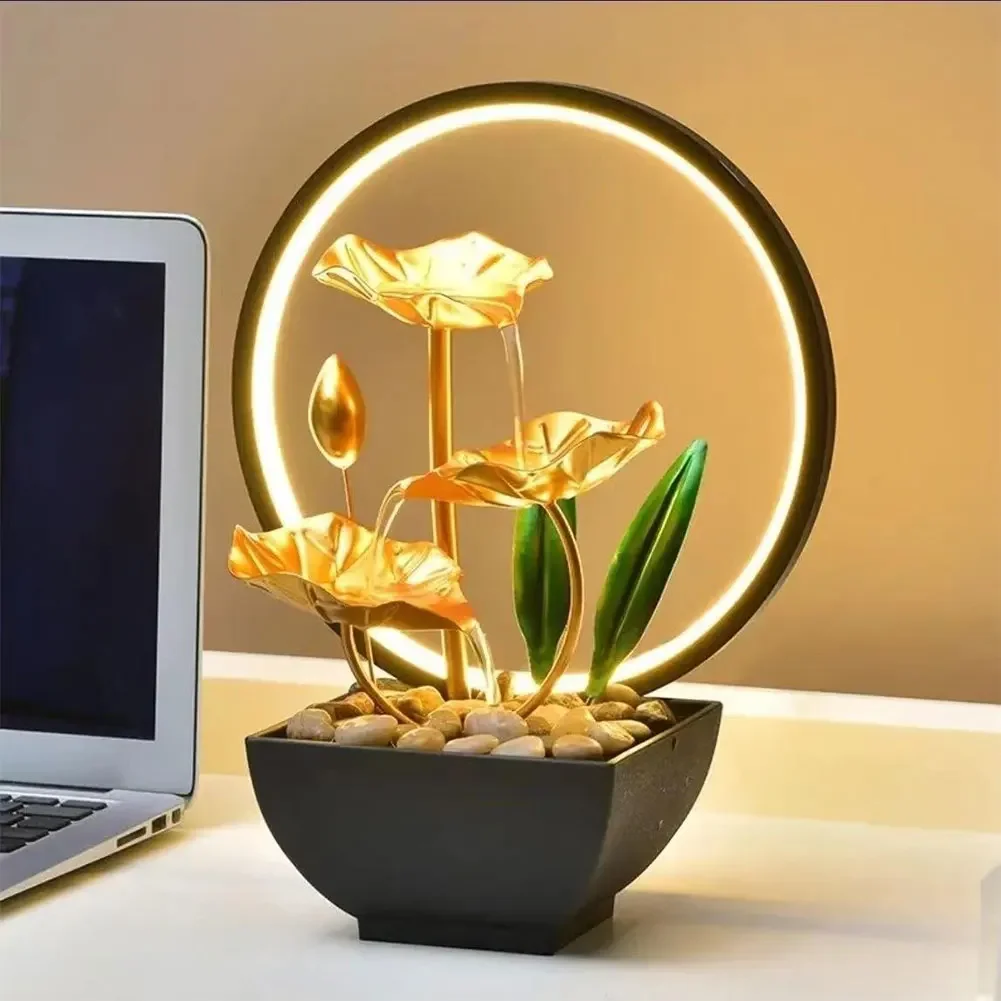 Трехуровневый Фонтан С Листьями Лотоса Натуральным Камнем И Искусственным