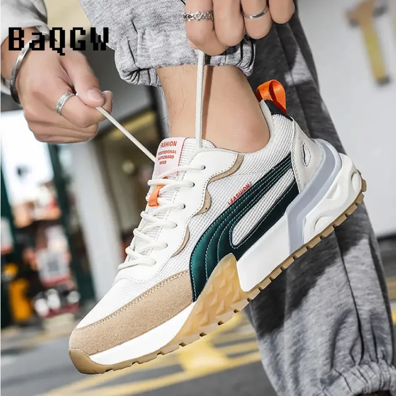 Мужские повседневные кроссовки дизайнерская сетчатая дышащая модная спортивная