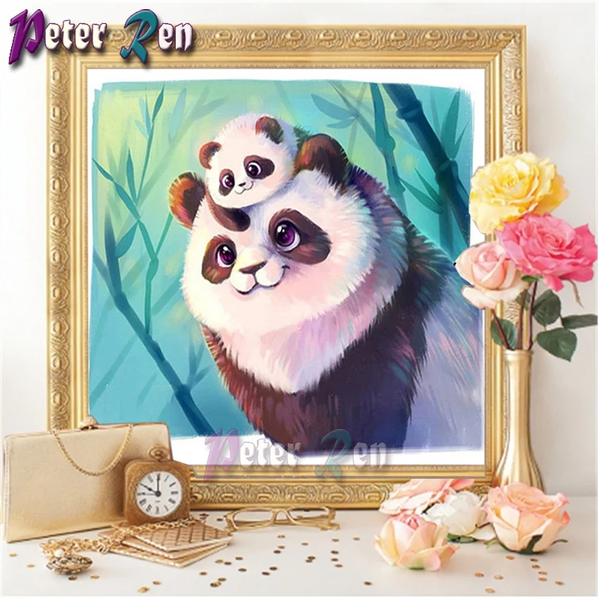 Животные 5d алмазная живопись вышивка мультфильм панда Медведь Cub DIY квадратная