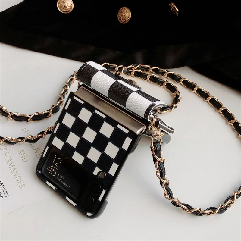 Женский кросс-боди с длинным ремнем и цепью кошелек в шахматную клетку чехол для