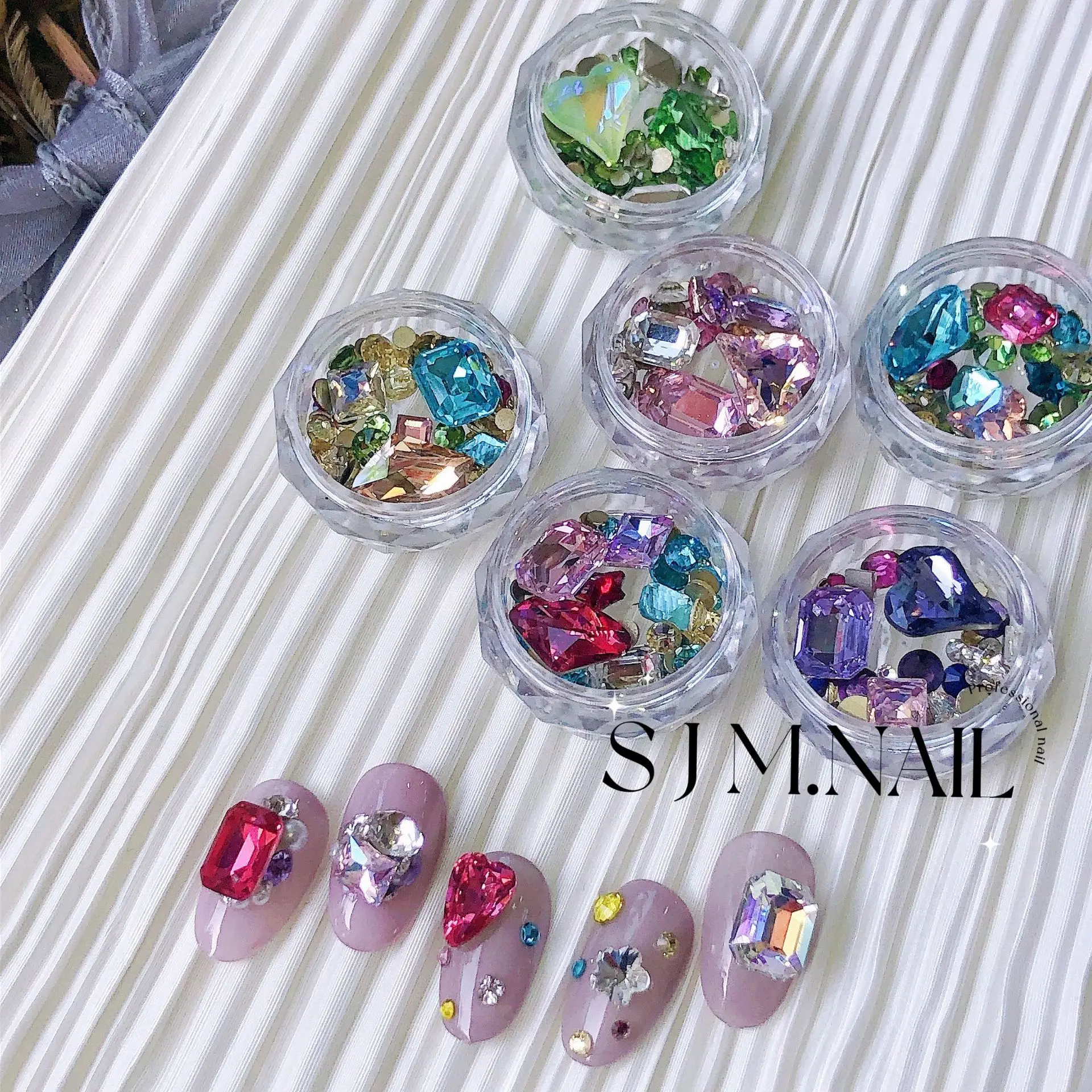 

Gems Colored Diamonds Net Red Same Nail Art Jewelry Material Package Point Bottom Drill DIY Nail Stickers