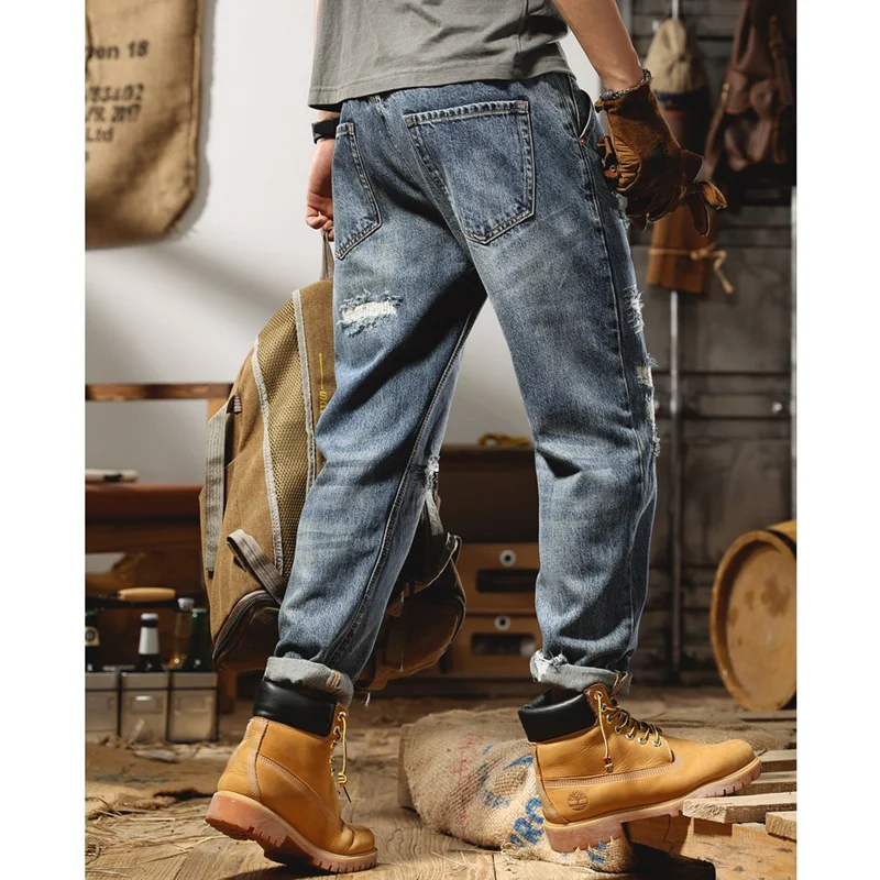 Streetwear Men New Style Straight Loose Cylinder Jeans Vintage Chaopai Comfortable Blue Harun Trousers Women Autumn and Winter