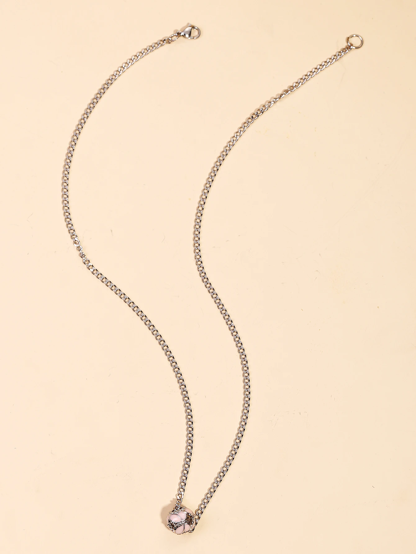 

Модное креативное розовое ожерелье с подвеской в форме шара, серебряная цепочка, модные ювелирные изделия для женщин, аксессуары для одежды