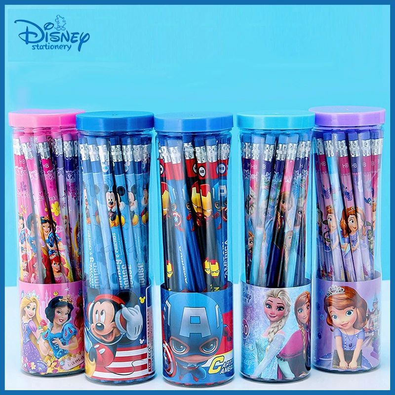 Disneyhb Anime Pencil Primary School Students Writing Pens Aisha Mickey Barrel With Eraser Headchildren Cartoon Write Supplies