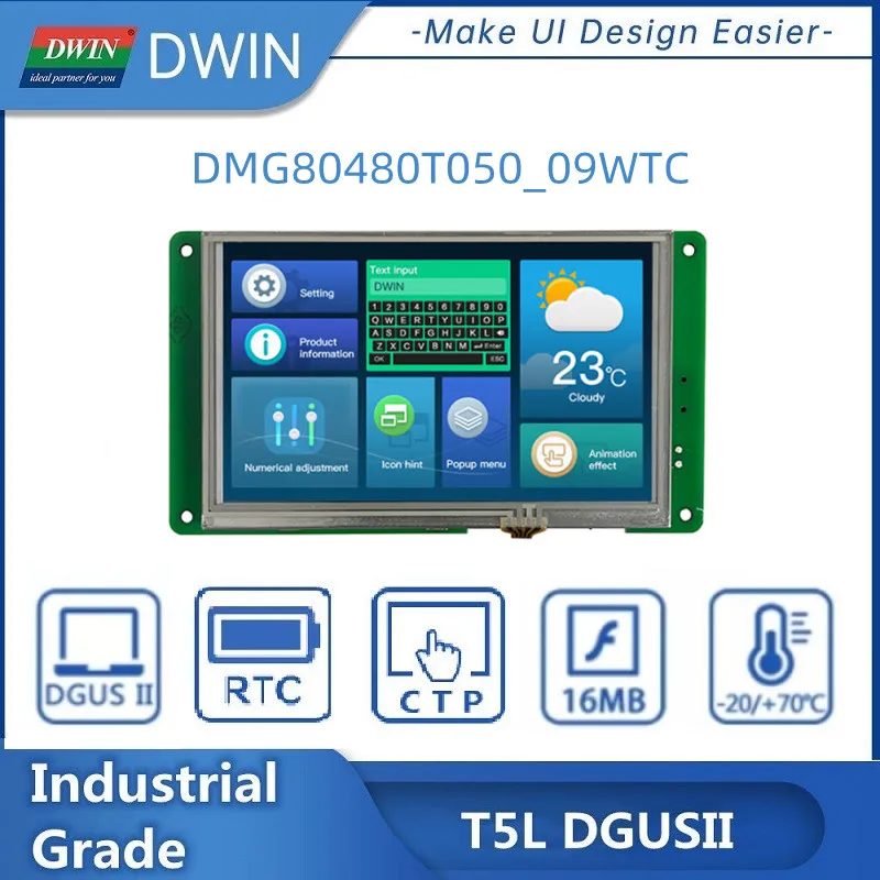 

Модуль сенсорного ЖК-экрана DWIN 5 дюймов 480*800 262K с RTC для ESP32 DMG80480T050_09WTC