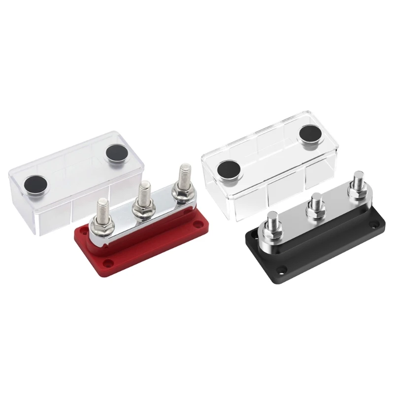 

3/8" 3 Stud Power Distribution Block,Bus Bar with Cover ,High Current Wiring Stud for Marine Boats Automobiles