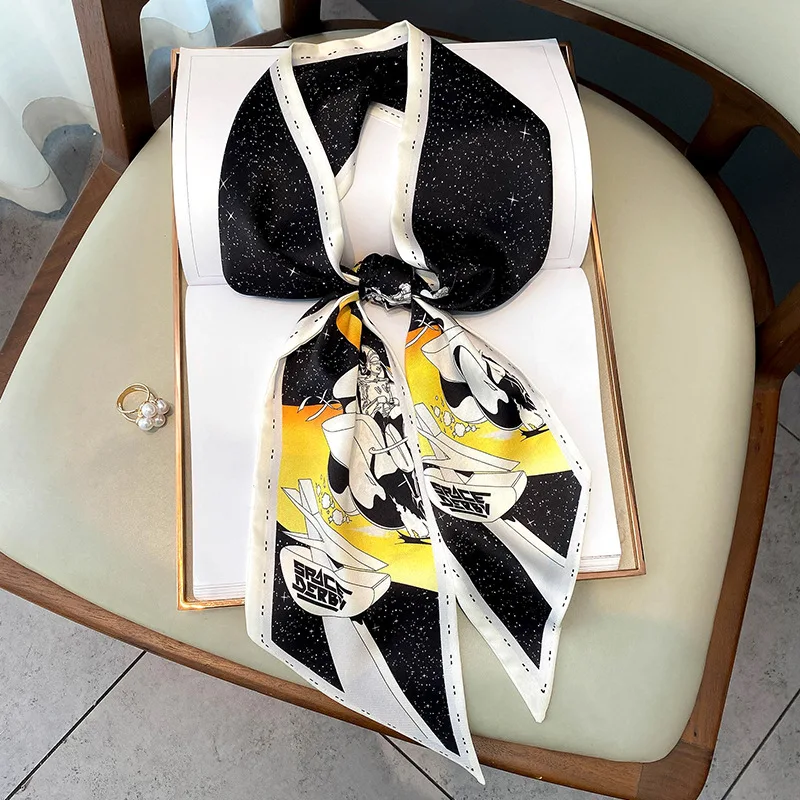

2023 шарф с бантом из длинных волос, Дамский платок, шейный платок с лошадью, ручка для сумки, галстук-бабочка, повязки для волос, аксессуары дл...