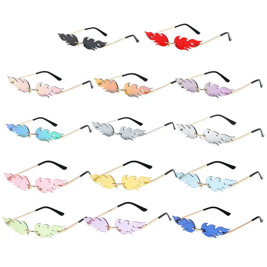 

Модные солнцезащитные очки в форме пламени выделяются в толпе с модными очками безрамные огненные водонепроницаемые дышащие прочные