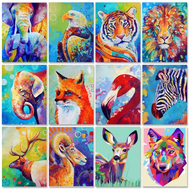 

GATYZTORY Frame Paint By Numbers For Adults Beginners Colorful Animals Diy Gift Canvas Painting Acrylic Paints Kits Diy Gift