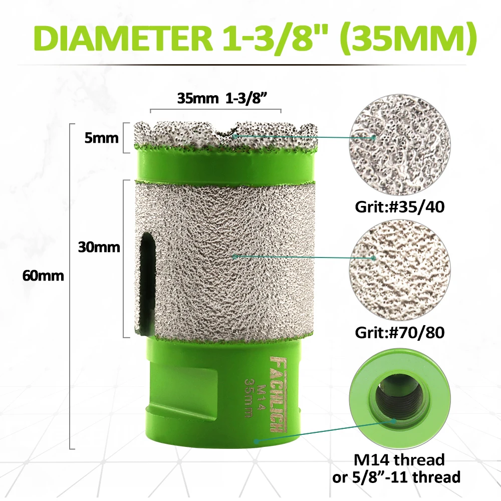 1 шт., алмазные насадки для дрели, 20/25/35/50/68/75 мм, М14 или 5/8 дюйма-11
