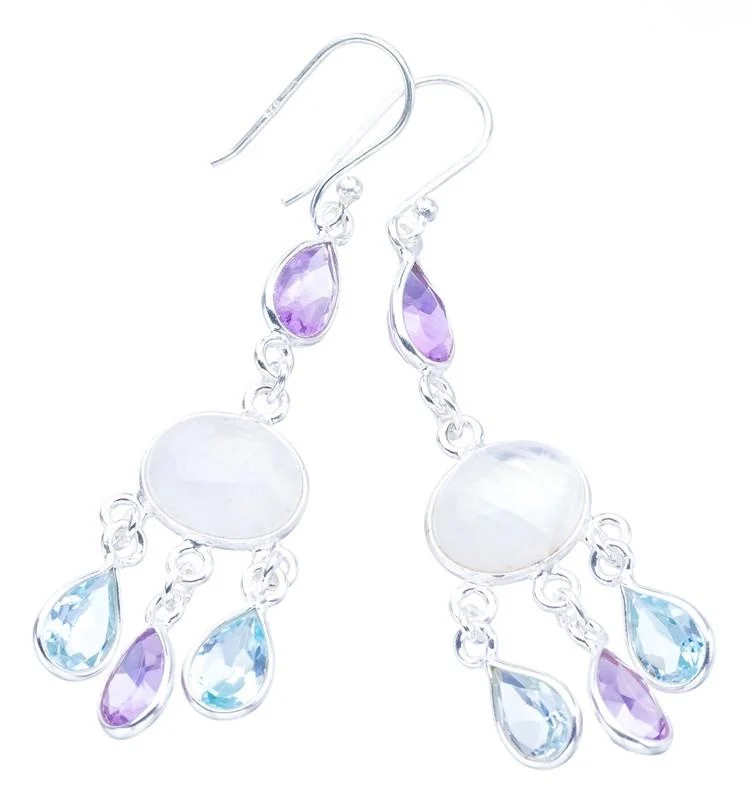 

Серьги из серебра 2,25 пробы с голубым топазом и аметистом