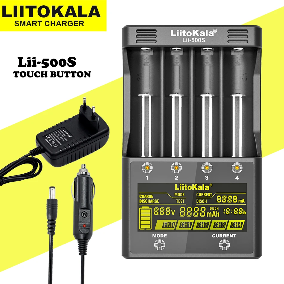 

Зарядное устройство Liitokala Lii-500S LCD 3,7 V 18650 18350 18500 21700 14500 26650 16340 17500 22650 14500 AA NiMH для литиевых батарей