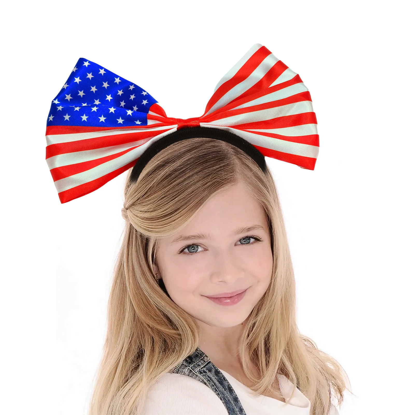 

Повязка на голову День Независимости патриотический бант головной убор звезды и полосы украшение для волос Американский флаг аксессуары д...