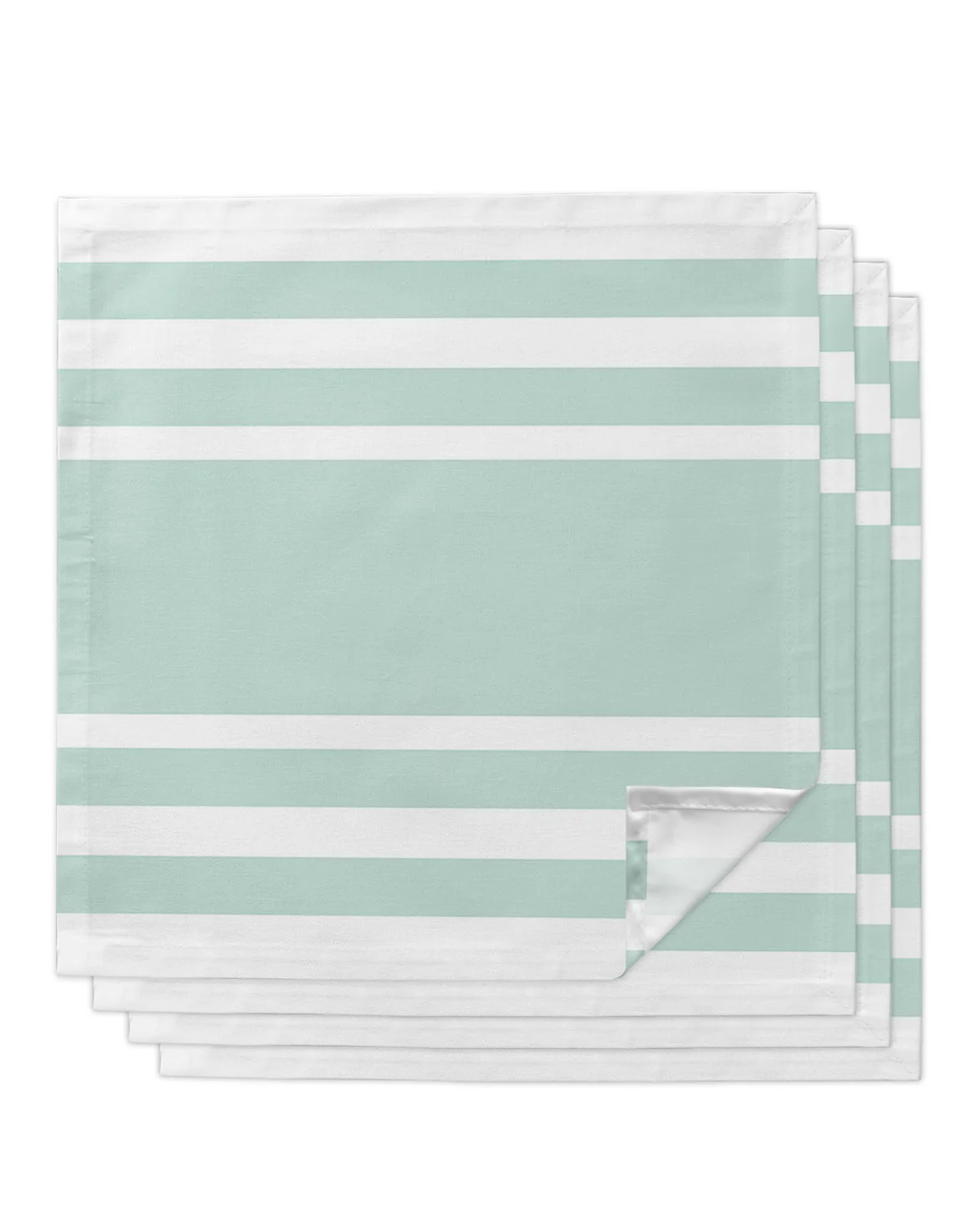 

4pcs Stripes Green Square Napkins 50x50cm Table Napkin Party Wedding Decoration Table Cloth Kitchen Dinner Serving Napkins