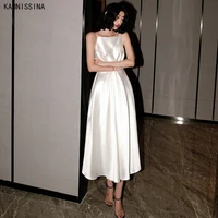 kaunissina white cocktail dresses sleeveless a line spaghetti straps backless sexy formal gowns party homecoming dress