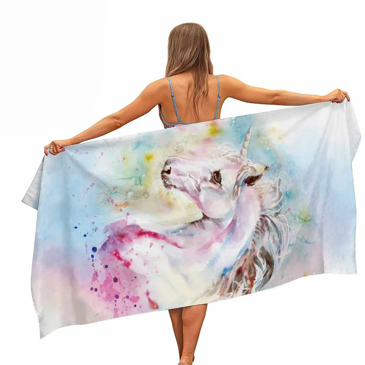 Мультяшный единорог пляжное полотенце из микрофибры для бассейна портативное