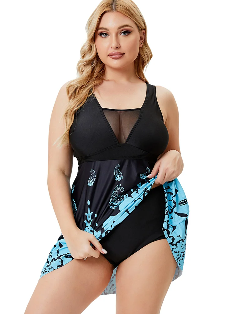 

Micendy Plus Size Swimwear Tankini Swimsuit Women Print Beachwear High Wasit Bikini Set Two Piece Suits Summer Bathihg Suits