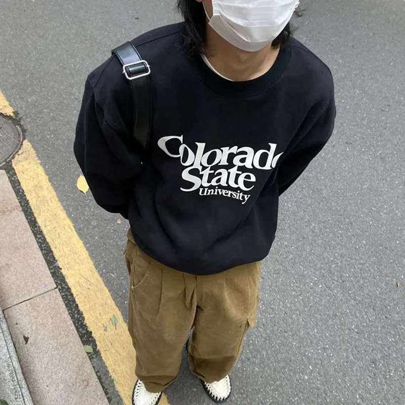 

Повседневные толстовки Deeptown в японском стиле, женские винтажные пуловеры с буквенным принтом, плотные зимние черные толстовки, женская уличная одежда