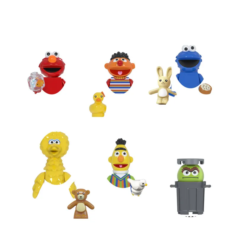 

LG1003 Sesame Street Mini Action Toys Figures Building Blocks Big Bird Elmo Compatible Assemble Bricks Birthday Gifts for Kids