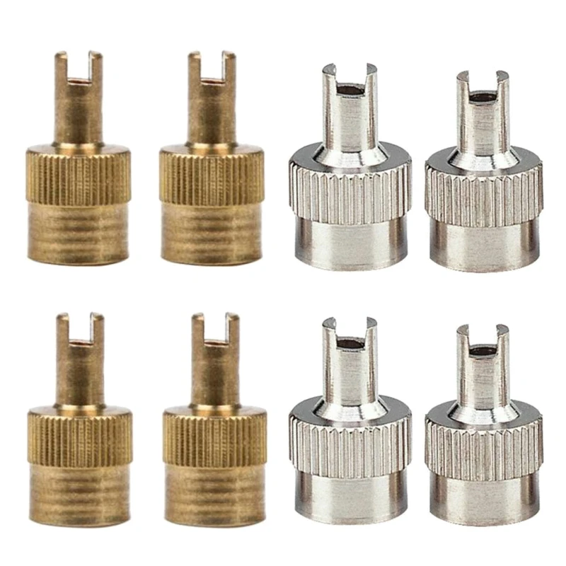 Copper Slotted Head Car Motorcycle Tire Valve Stem Caps With Core Remover Tool Metal Tyre Wheel Parts Accessories 4pcs - купить по