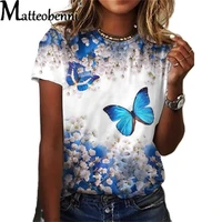 female 3d butterfly floral digital printing t shirt casual streetwear short sleeve tshirt summer women loose tops tee