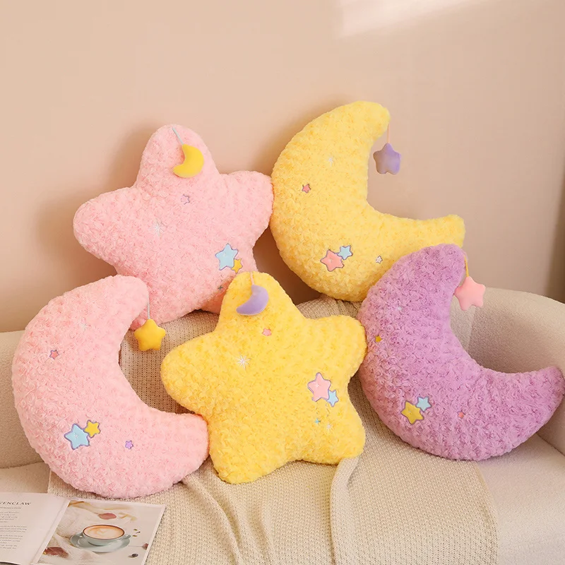 

45cm Cute Yellow Stars Plush Doll Toys Yellow Purple Moon Plush Peluche Soft Stuffed Toy Doll Home Decro Birthday Gifts For Kids