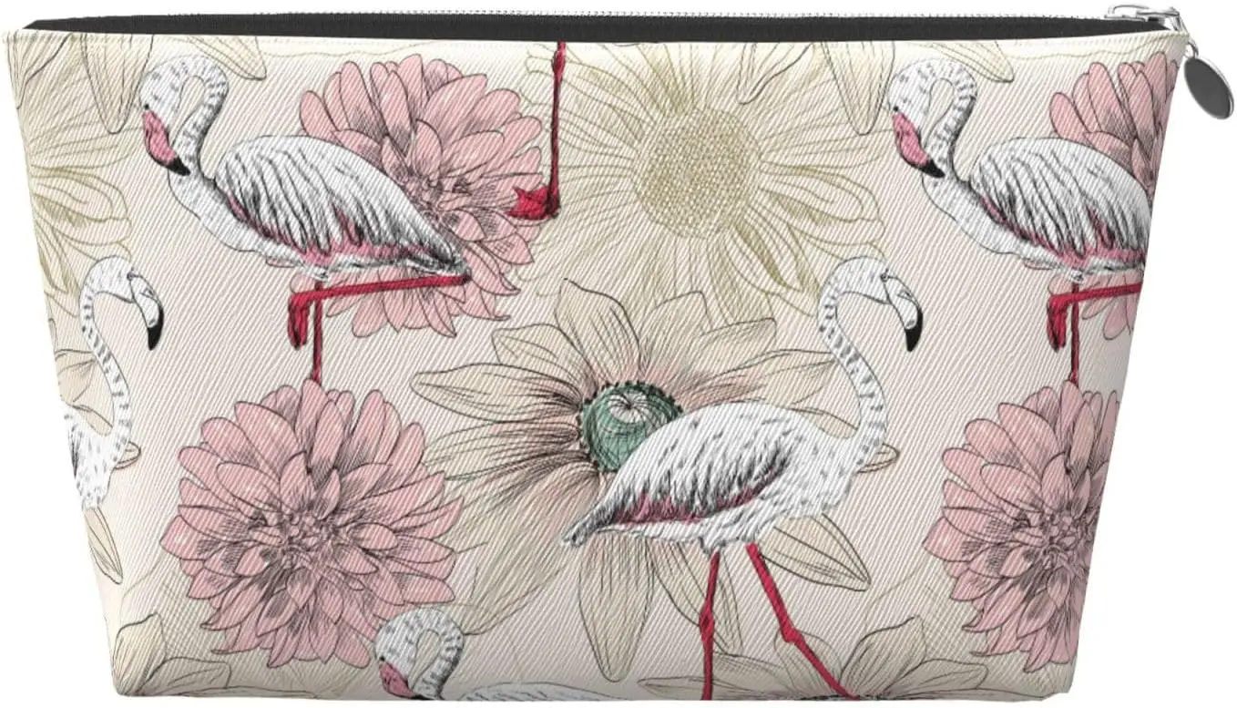 Фламинго с цветами косметичка женские дорожные туалетные принадлежности