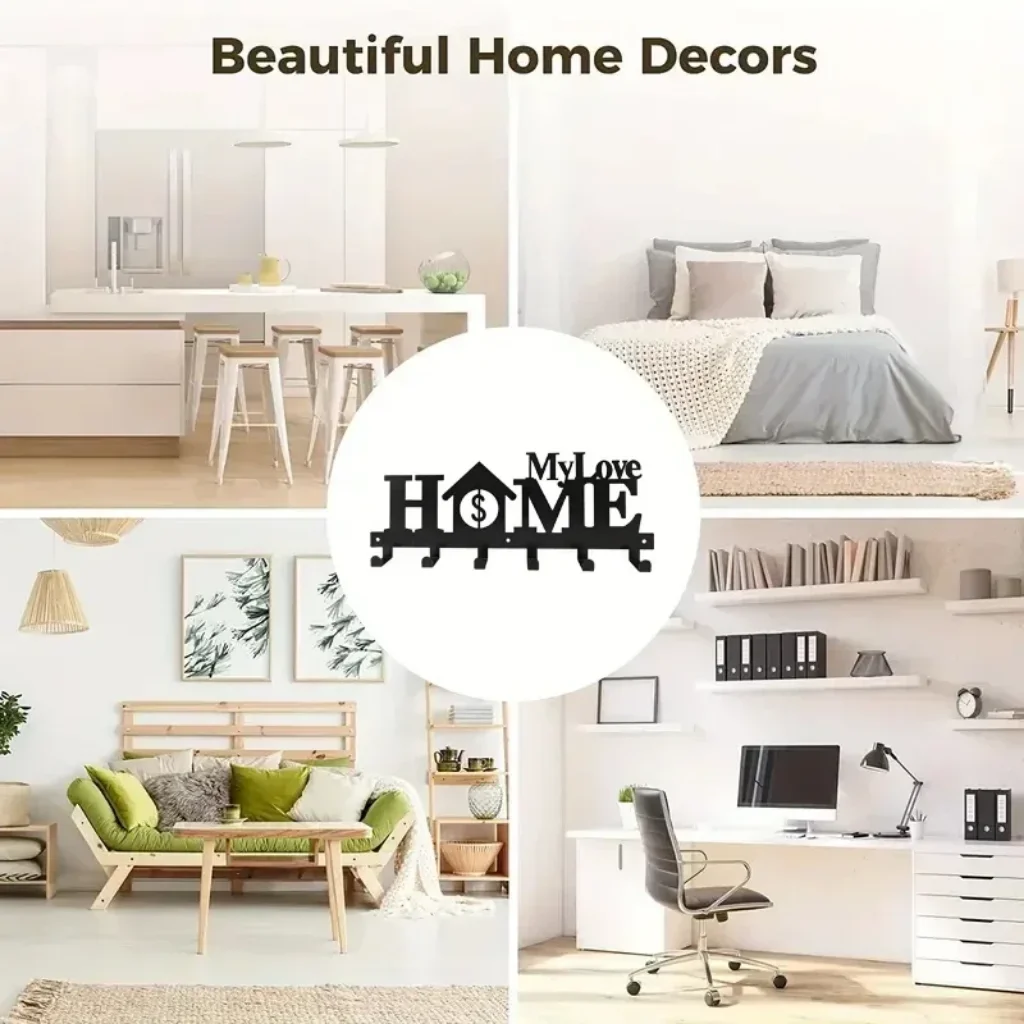 Декоративный металлический настенный держатель для ключей с 6 крючками