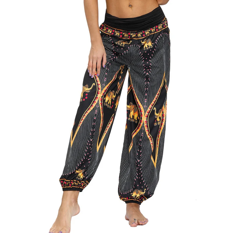 

Printed Summer Casual Trousers Ethnic Style Sports Yoga Dance Pants joggers women yoga leggings high waist