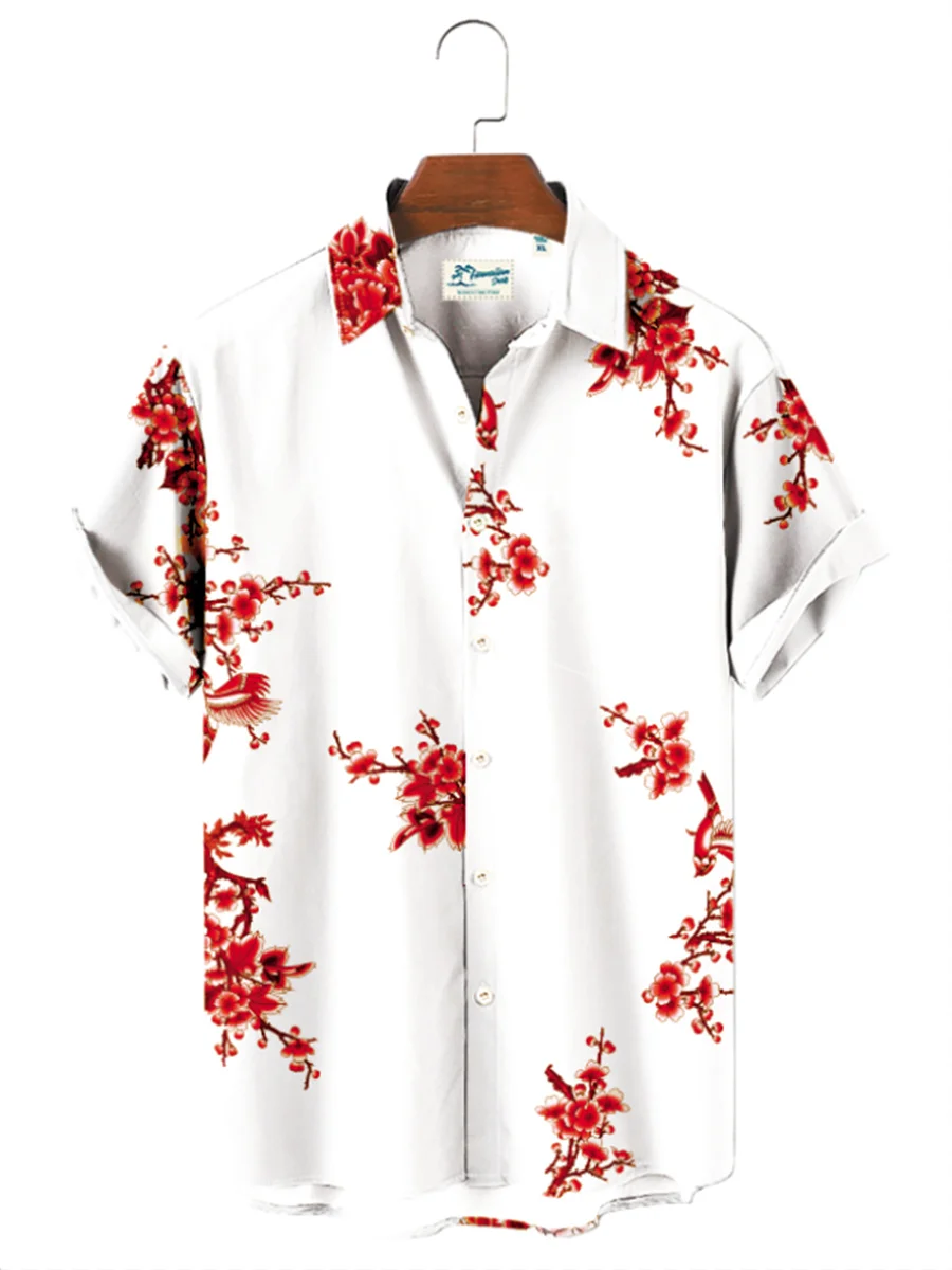 2023 Cotton Flower Hawaiian Shirt Man Loose Breathable Summer Casual Men's Shirts Streetwear Beach Male Shirt Short Sleeve Tops